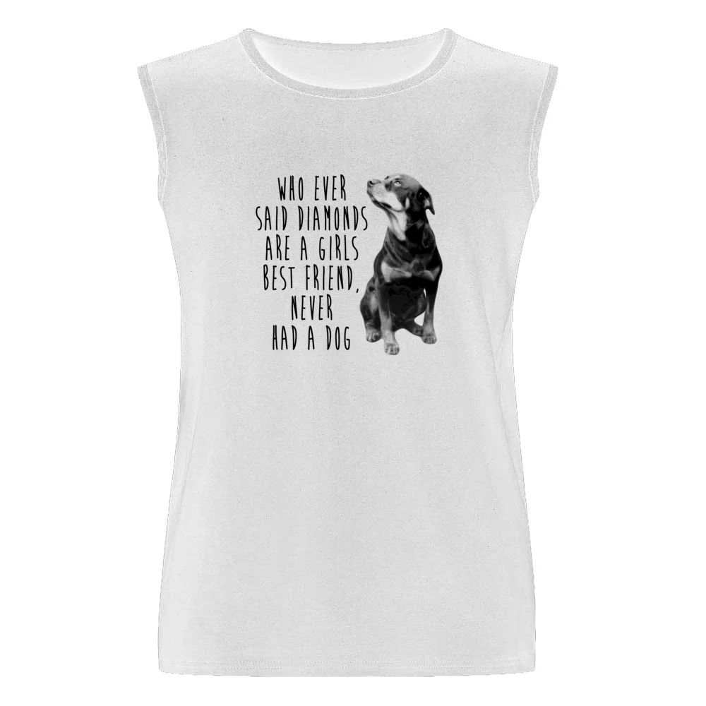 Diamonds Are A Girls Best Friend Never Had A Dog Fun Rottweiler T Shir Men Sleeveless T-Shirt