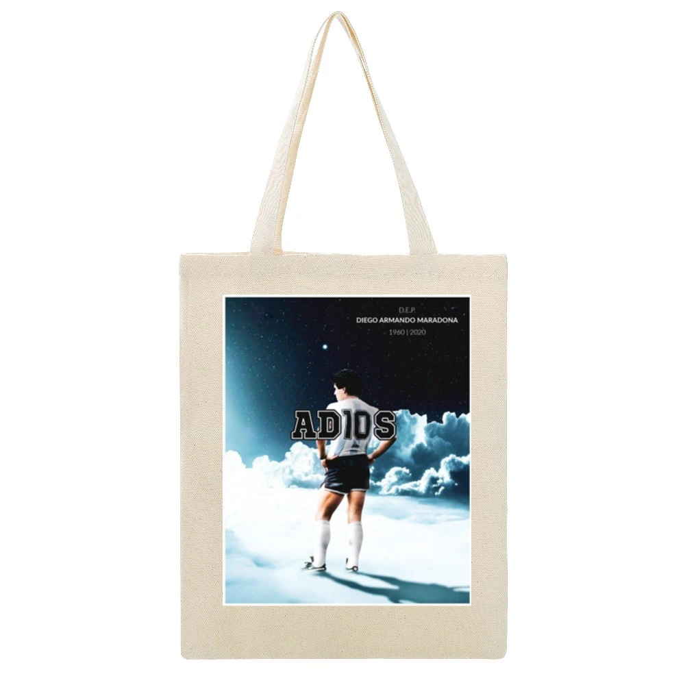 Diego Maradona Rip Adios Tribute Argentina Soccer Legend White Beige Canvas Tote Shopping Bag