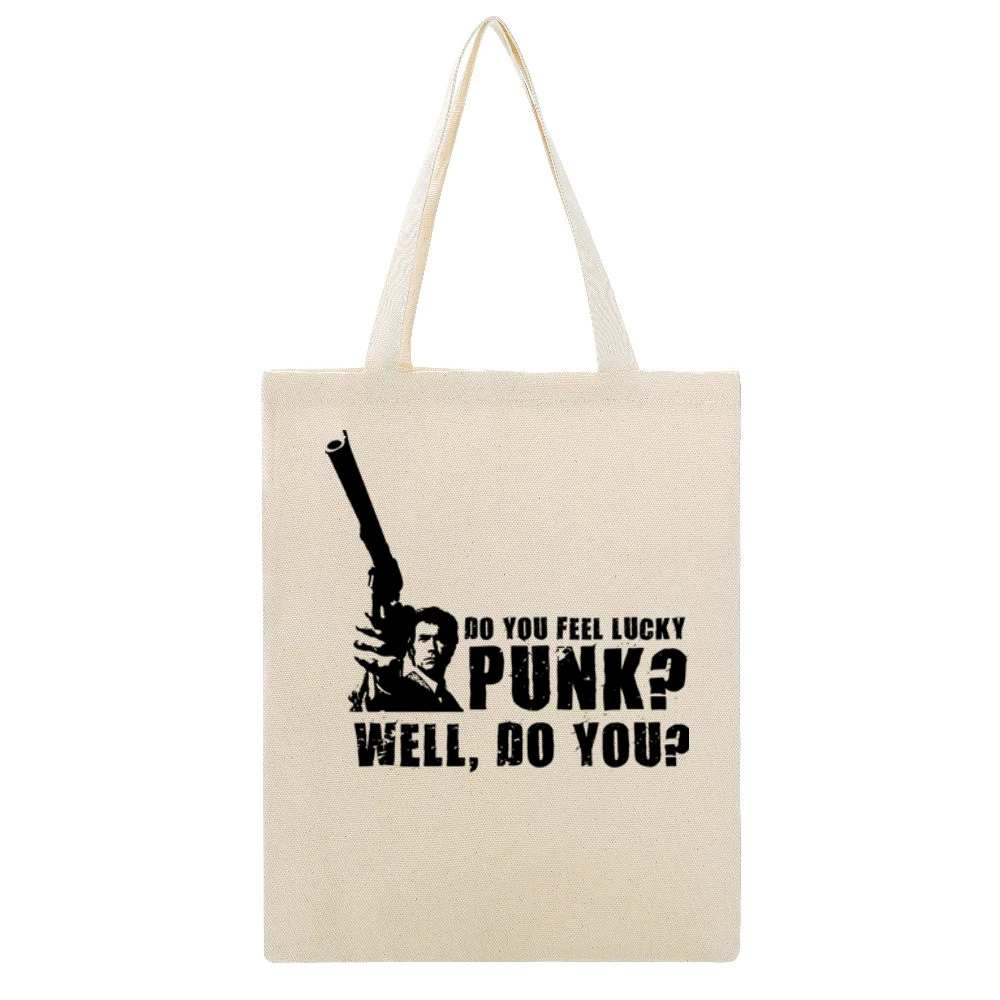 Dirty Harry Punk Beige Canvas Tote Shopping Bag