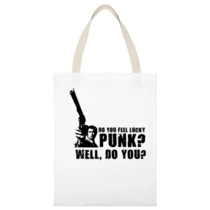 Dirty Harry Punk White Canvas Tote Shopping Bag
