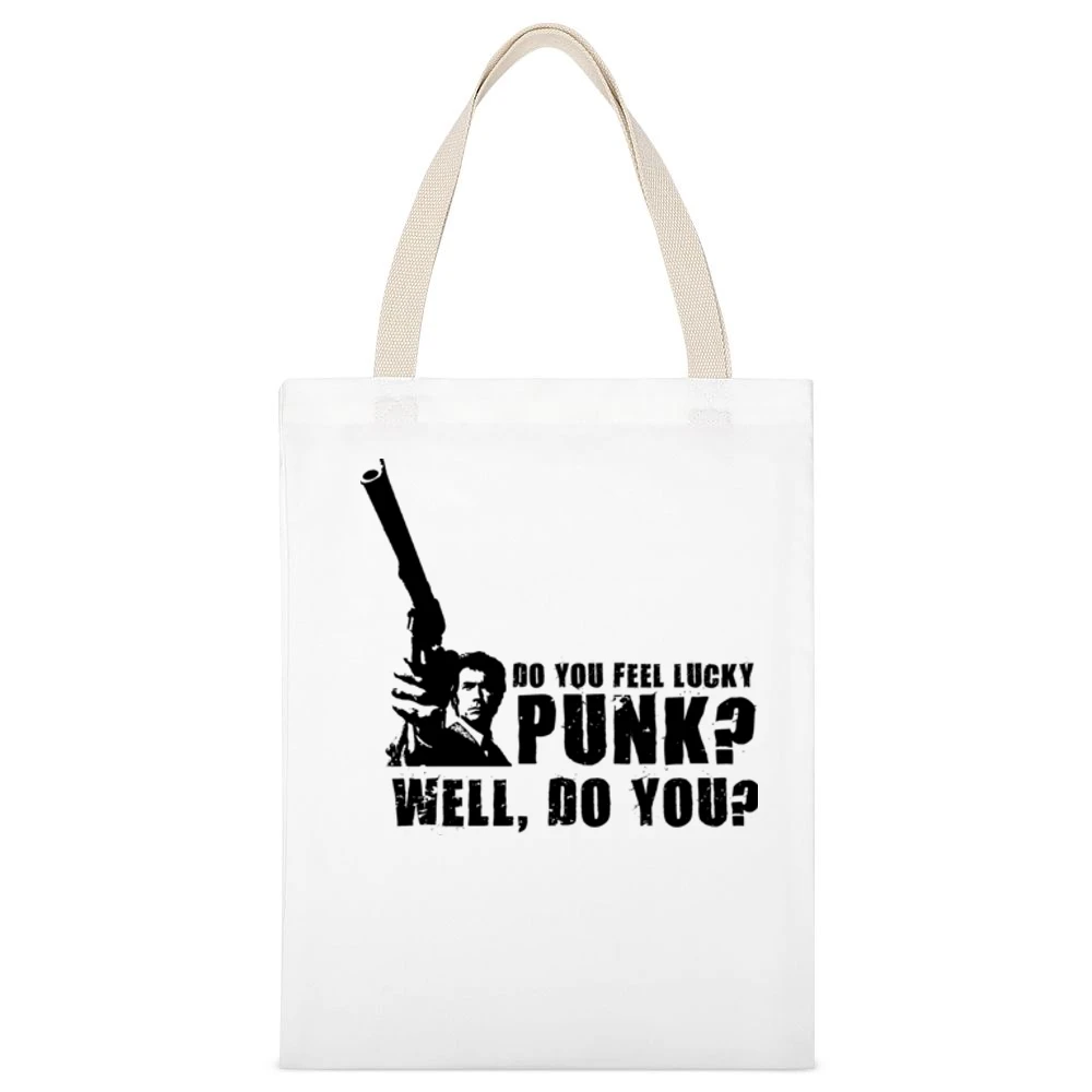 Dirty Harry Punk White Canvas Tote Shopping Bag