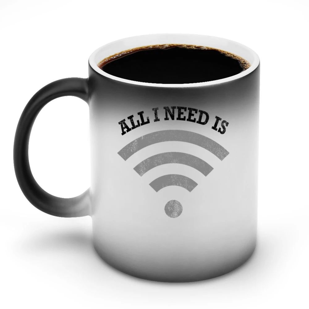 Distressed All I Need Is Wifi Fun Tee Shirt Discoloration Mug