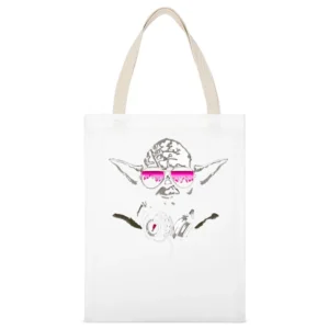Dj Yoda Star Wars Retro Funny White Canvas Tote Shopping Bag