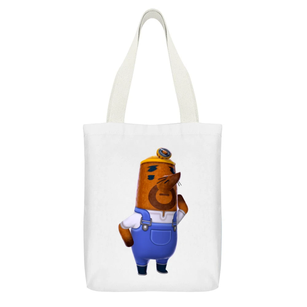 Don Resetti From Animal Crossing Nintendo Character Video Game White Canvas Tote Shopping Bag With Interior Pocket