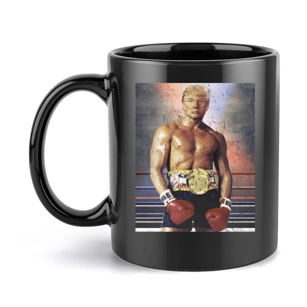 Donald Trump As Ivan Drago Rocky 4 Funny Distressed White Black Mug