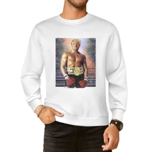 Donald Trump As Ivan Drago Rocky 4 Funny Distressed White European Size Pullover Sweater