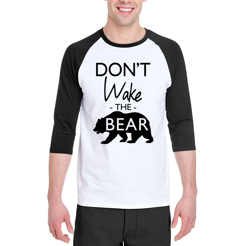 Dont Wake The Bear Funny Sleep Lover Graphic Men 3/4 Sleeve T-Shirt