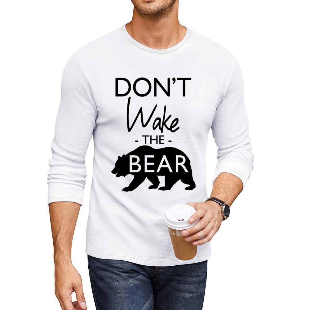 Dont Wake The Bear Funny Sleep Lover Graphic Men CrewNeck Long Sleeve T-Shirt