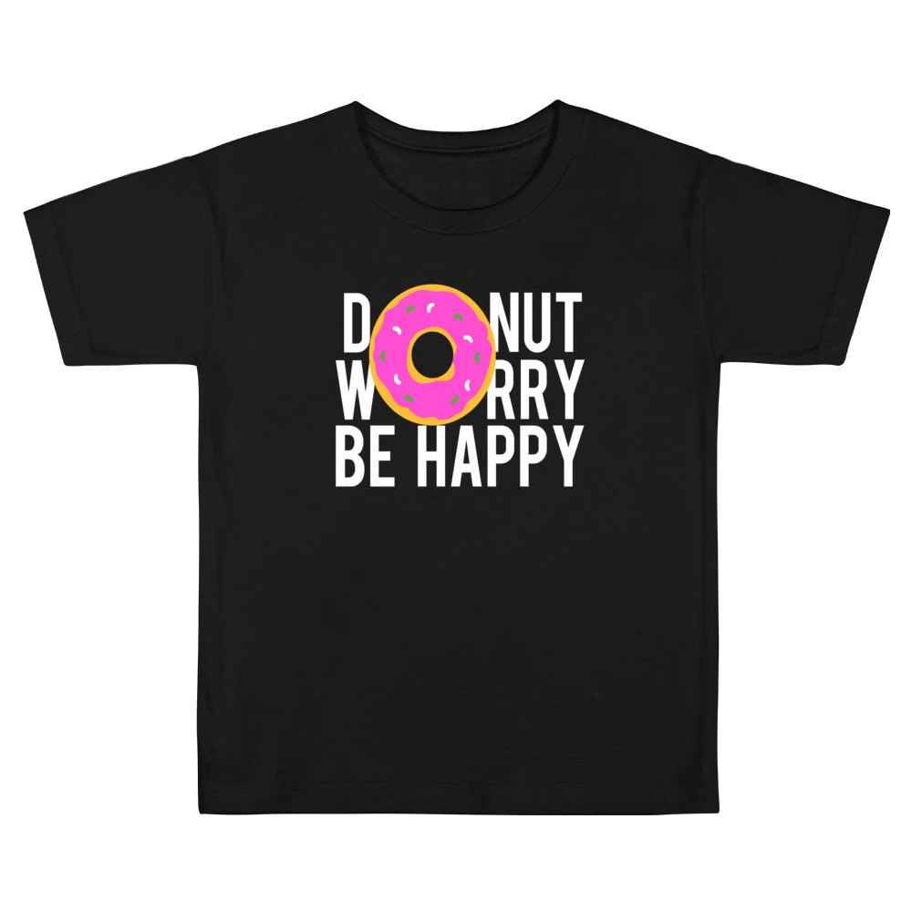 Donut Worry Be Happy Fun Food Graphic Tee Shirt Kids Boys Girls T-Shirt