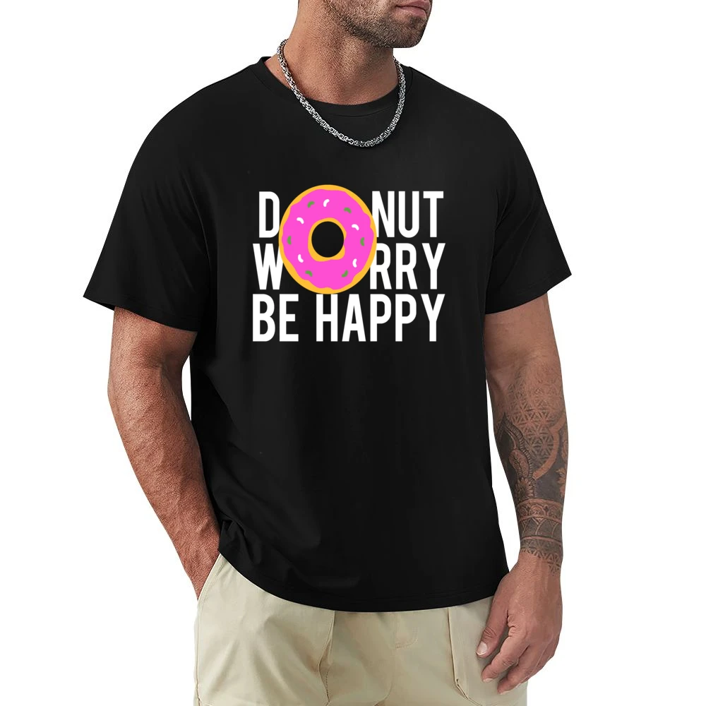Donut Worry Be Happy Fun Food Graphic Tee Shirt Premium Men T-shirt