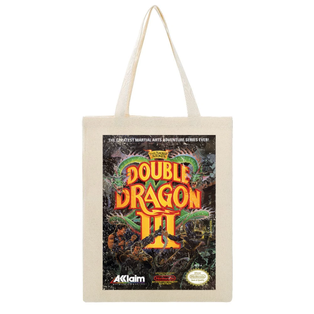 Double Dragon 3 Nes Nintendo Old School Retro Video Game Fan Distresse Beige Canvas Tote Shopping Bag