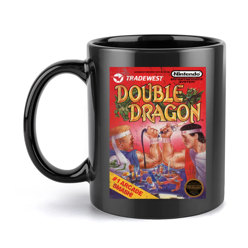 Double Dragon Nes Nintendo Old School Retro Video Game Fan Distressed Black Mug