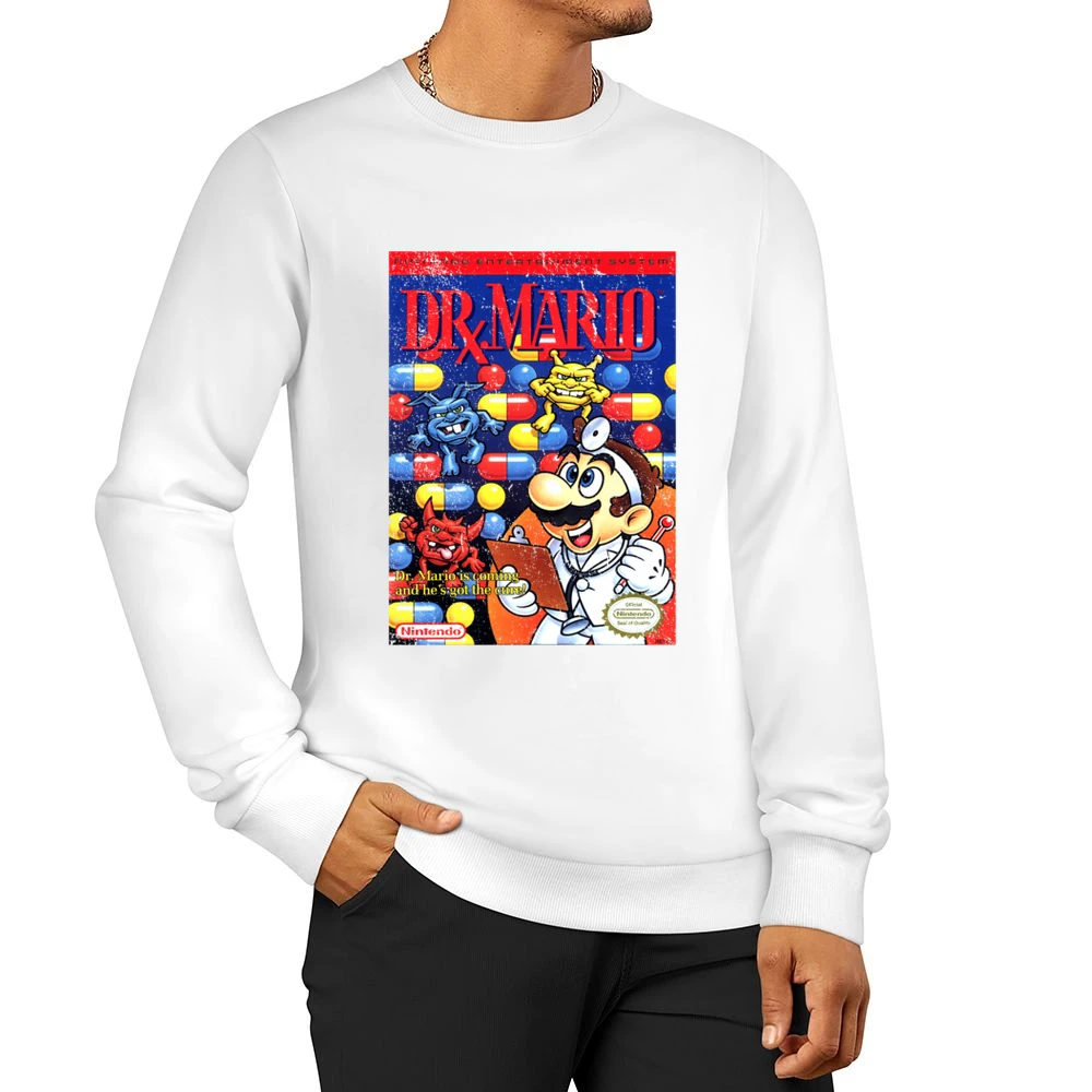 Dr Mario Nes Nintendo Old School Retro Video Game Fan Distressed T Shi Men Pullover Sweatshirt