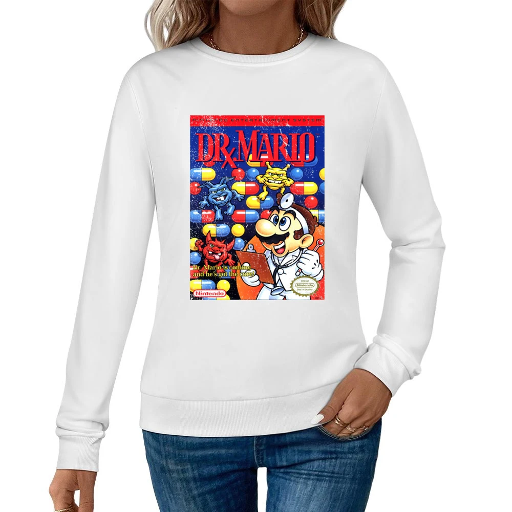 Dr Mario Nes Nintendo Old School Retro Video Game Fan Distressed T Shi Women Pullover Sweatshirt