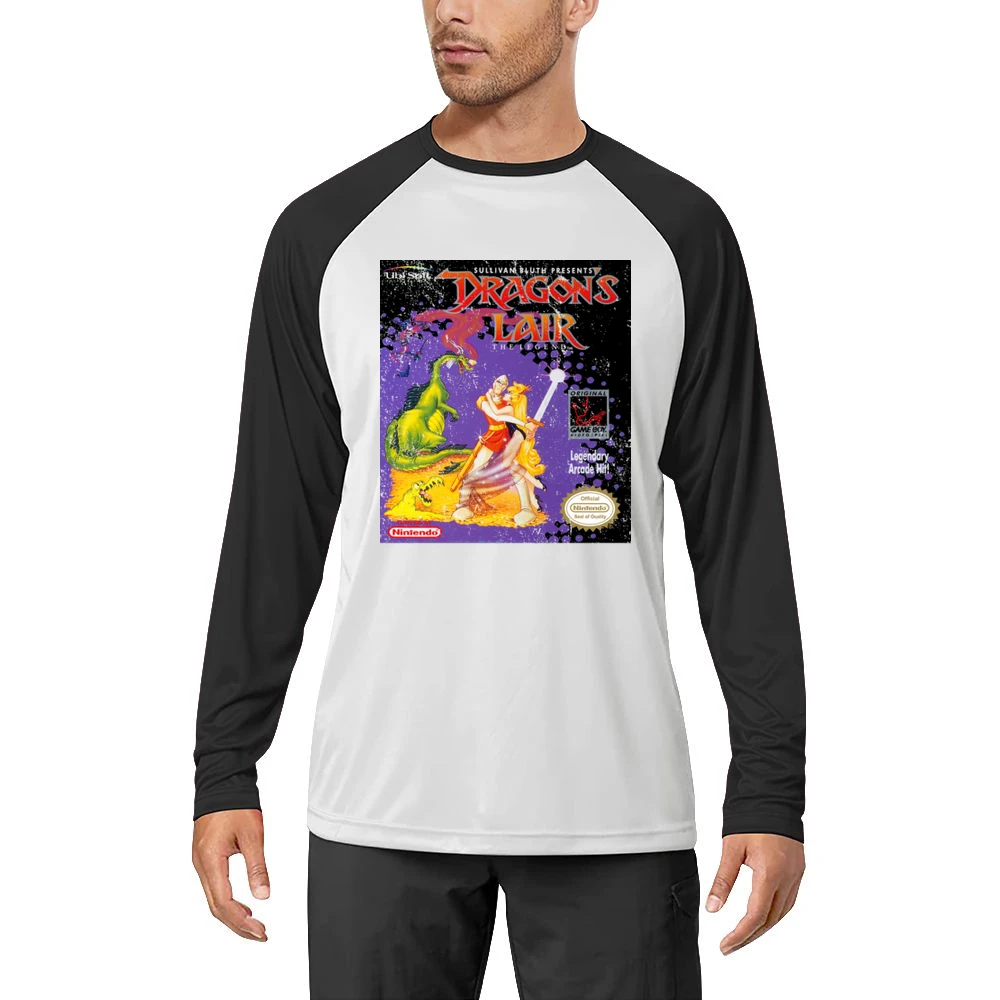Dragons Lair Game Boy Nintendo Old School Retro Video Game Fan Distres Men Long Sleeve T-Shirt