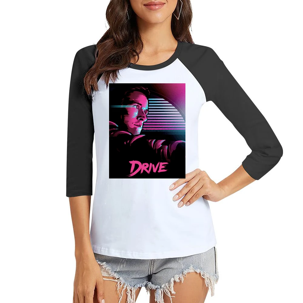 Drive Movie Ryan Gosling Poster Women Ladies 3-4 Sleeve T-Shirt