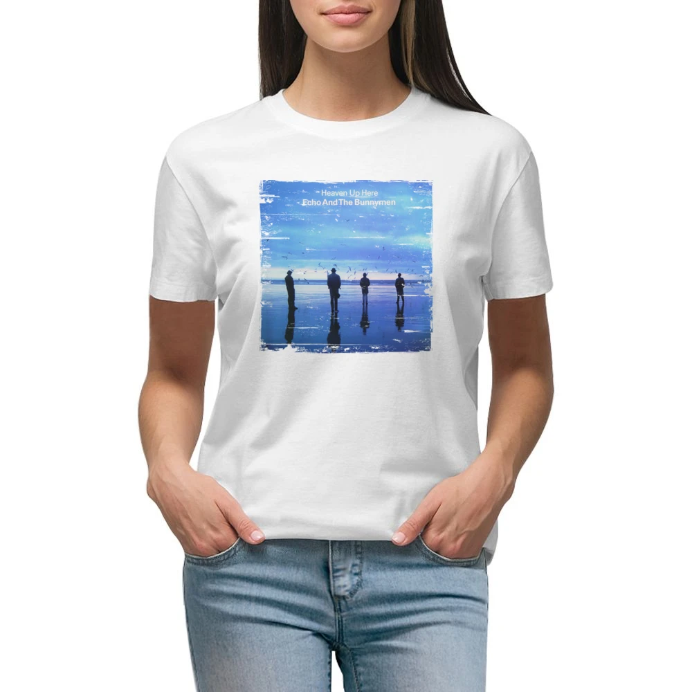 Echo And The Bunnymen Heaven Up Here Album Cover Distressed Image T Sh Premium Women Ladies T-shirt