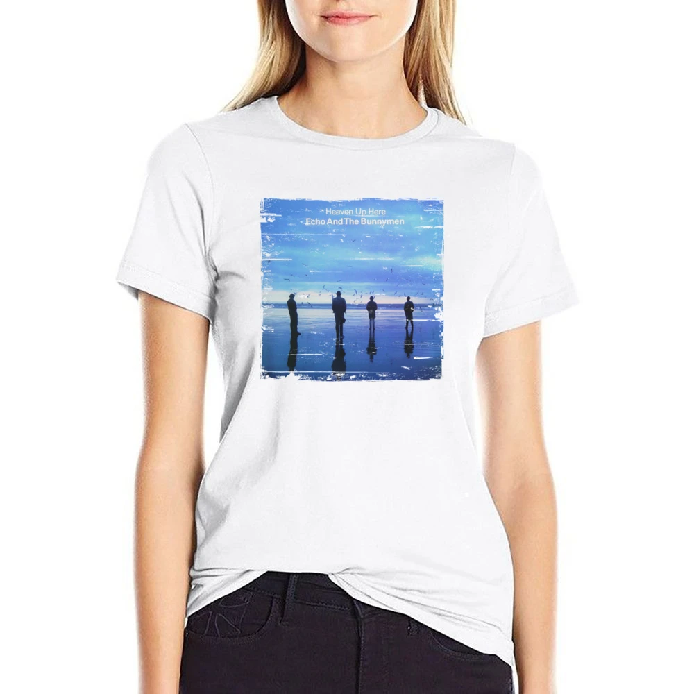 Echo And The Bunnymen Heaven Up Here Album Cover Distressed Image T Sh US Size Women Ladies T-shirt