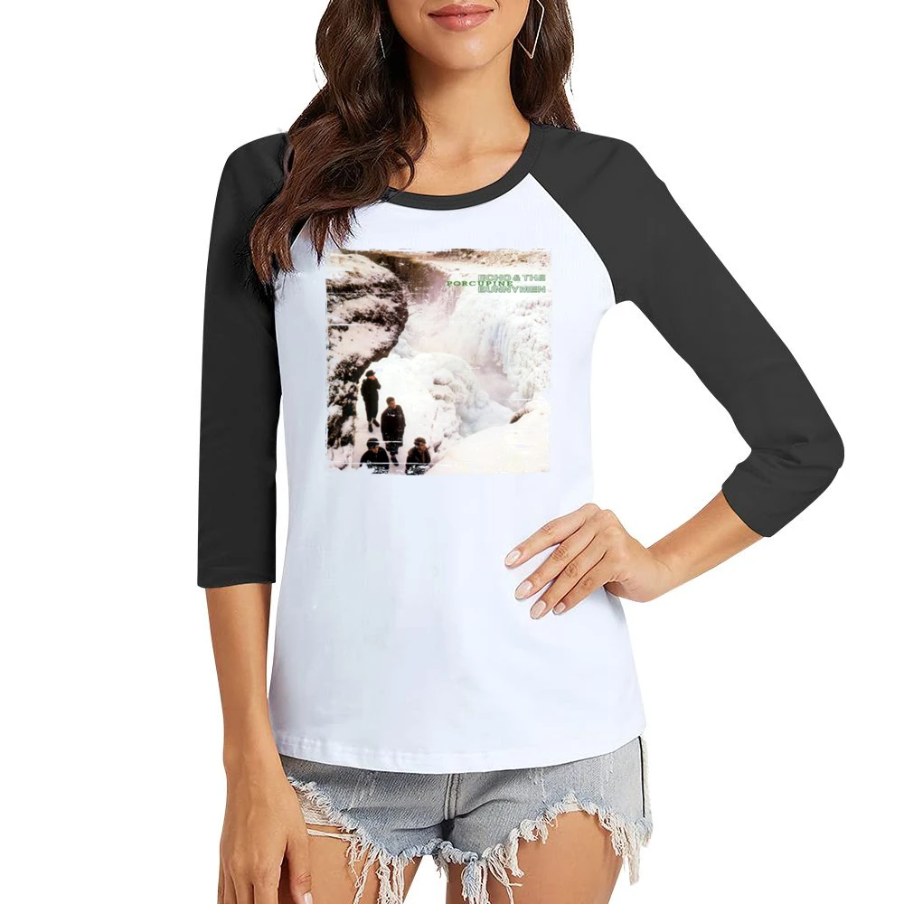 Echo And The Bunnymen Porcupine Album Cover Distressed Image Women Ladies 3-4 Sleeve T-Shirt