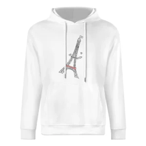 Eiffel Tower Paris With Love Hearts Cute Graphic Tee Shirt European Size Men Hoodie