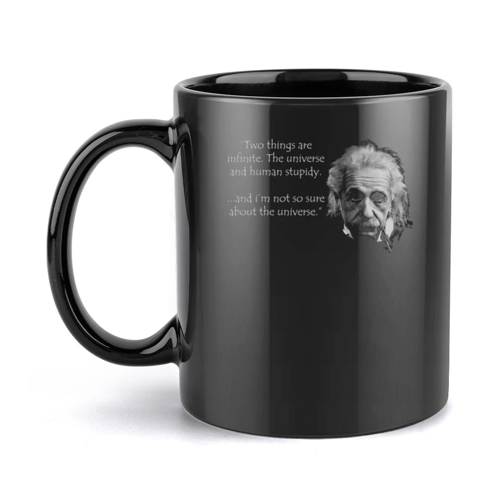 Einstein stupidity quote Black Mug