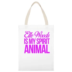 Elle Woods Is My Spirit Animal Funny Legally Blonde Harvard Law Graphi White Canvas Tote Shopping Bag