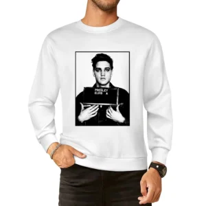 Elvis Presley Celebrity Mug Shot Grunge Graphic European Size Pullover Sweater