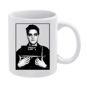 Elvis Presley Celebrity Mug Shot Grunge Graphic White Mug