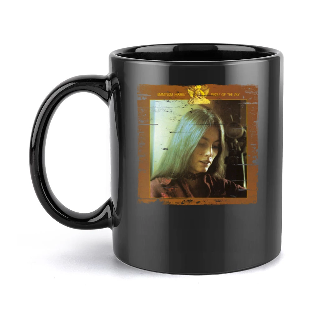 Emmylou Harris Pieces Of The Sky Album Cover Distressed Image Black Mug