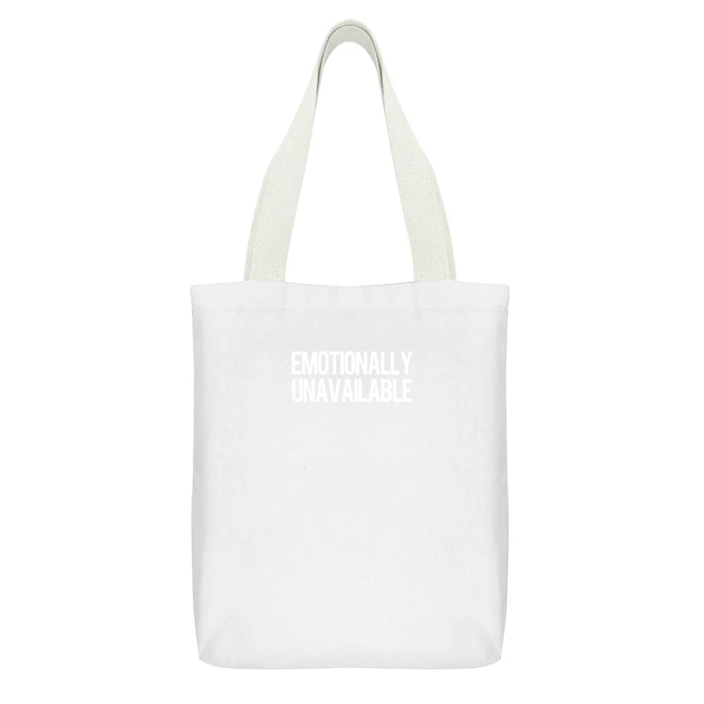 Emotionally Unavailable Celebrity Kelly Rowland Cool Fun Urban Graphic White Canvas Tote Shopping Bag With Interior Pocket