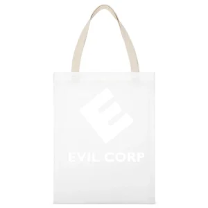 Evil Corp Mr Robot Science Fiction Tv Show Fan White Canvas Tote Shopping Bag