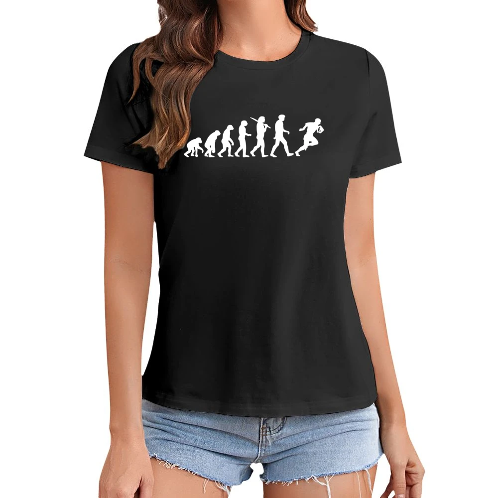 Evolution Of A Rugby Player Sport Asian Size Women Ladies T-shirt