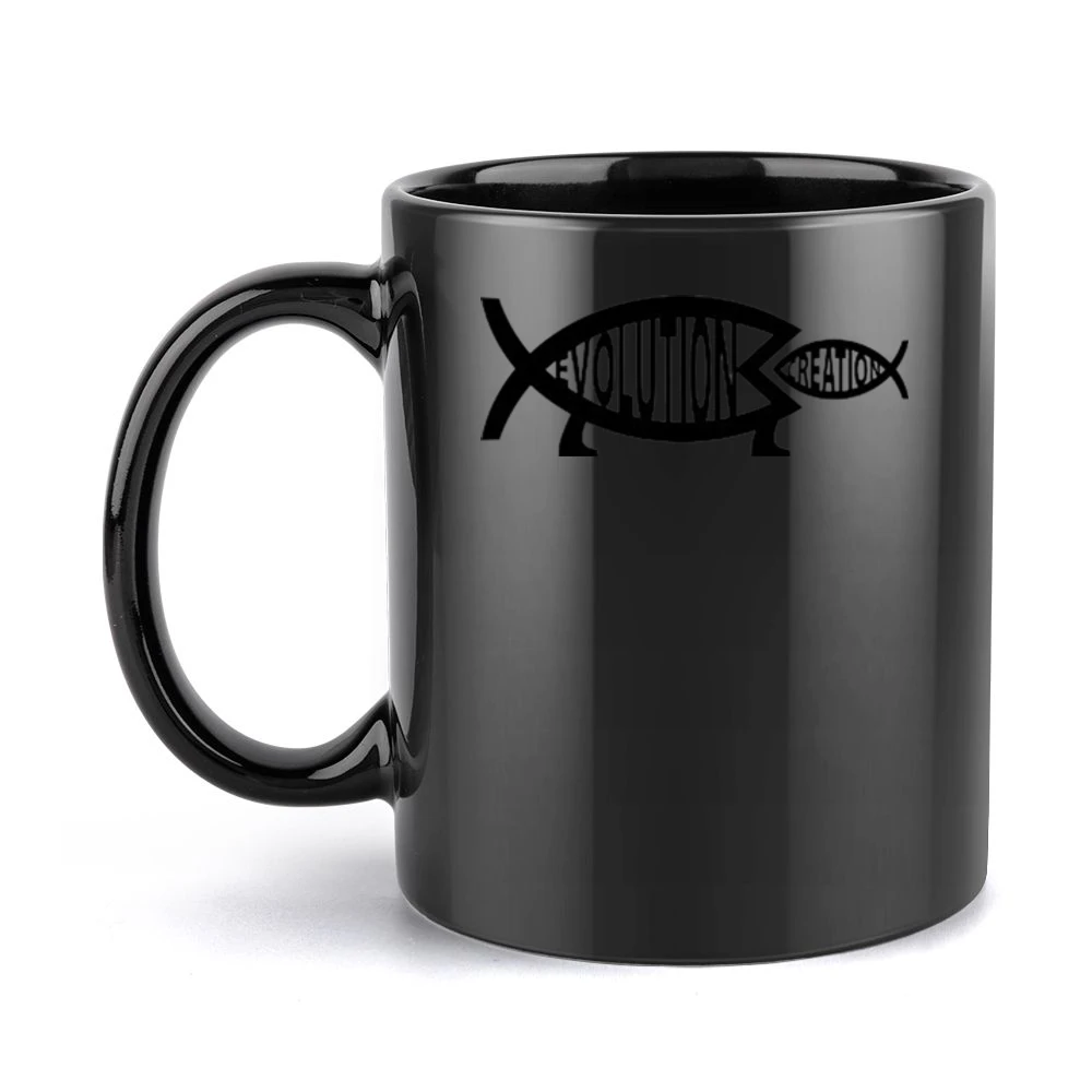 Evolution Versus Creation Fish Eating Black Mug