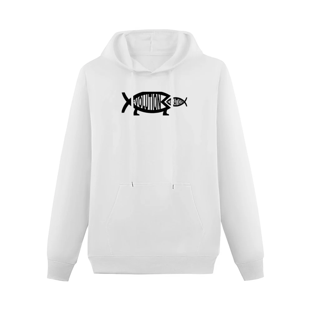Evolution Versus Creation Fish Eating Men Hoodie With Pocket