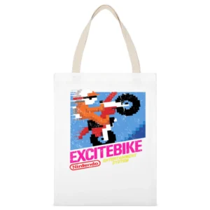 Excitebike Nes Nintendo Old School Retro Video Game Fan Distressed T S White Canvas Tote Shopping Bag