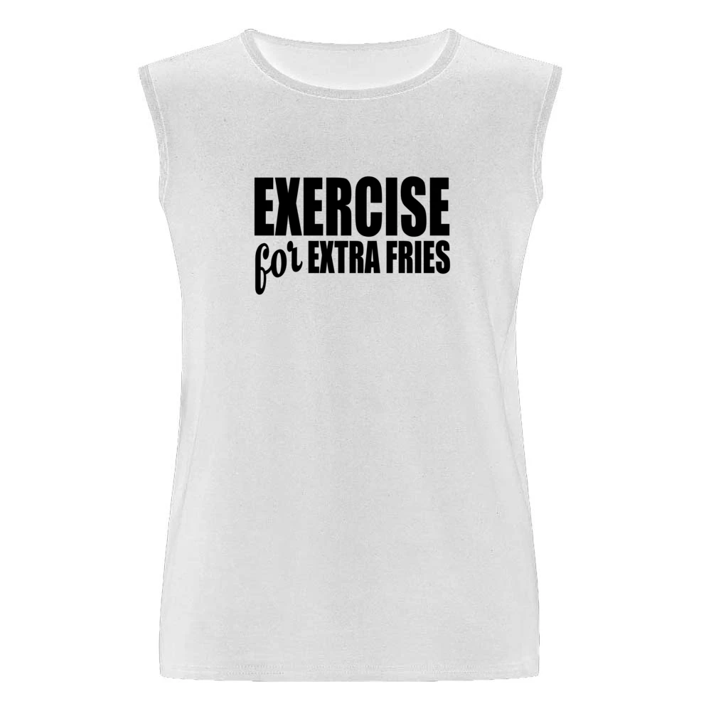 Exercise For Extra Fries Funny Food Lover Workout Fitness Tee Shirt Men Sleeveless T-Shirt