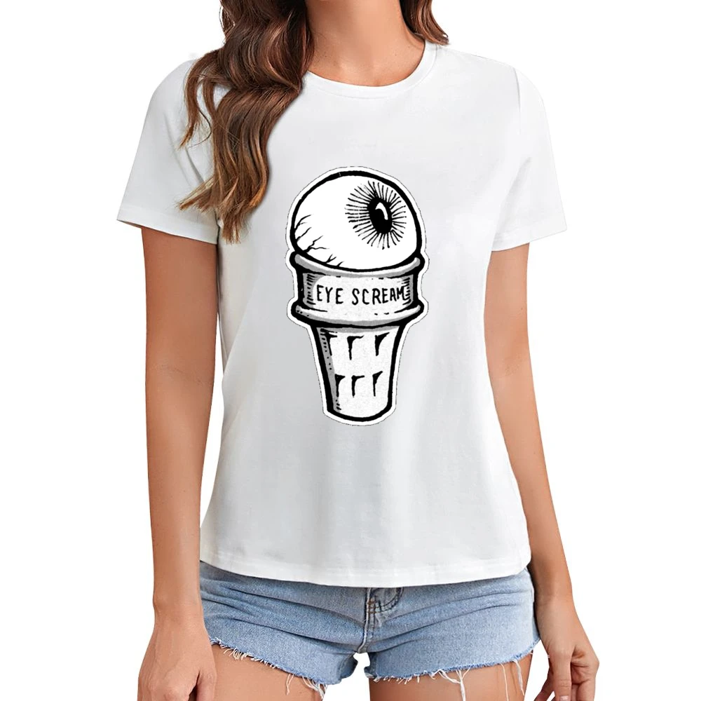 Eye Scream Ice Cream Fun Graphic Tee Shirt Asian Size Women Ladies T-shirt