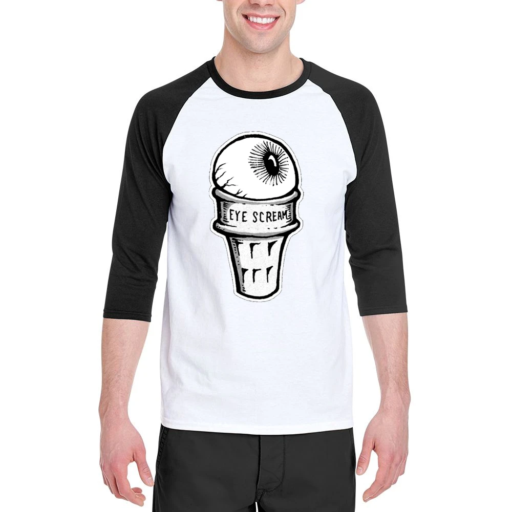 Eye Scream Ice Cream Fun Graphic Tee Shirt Men 3/4 Sleeve T-Shirt
