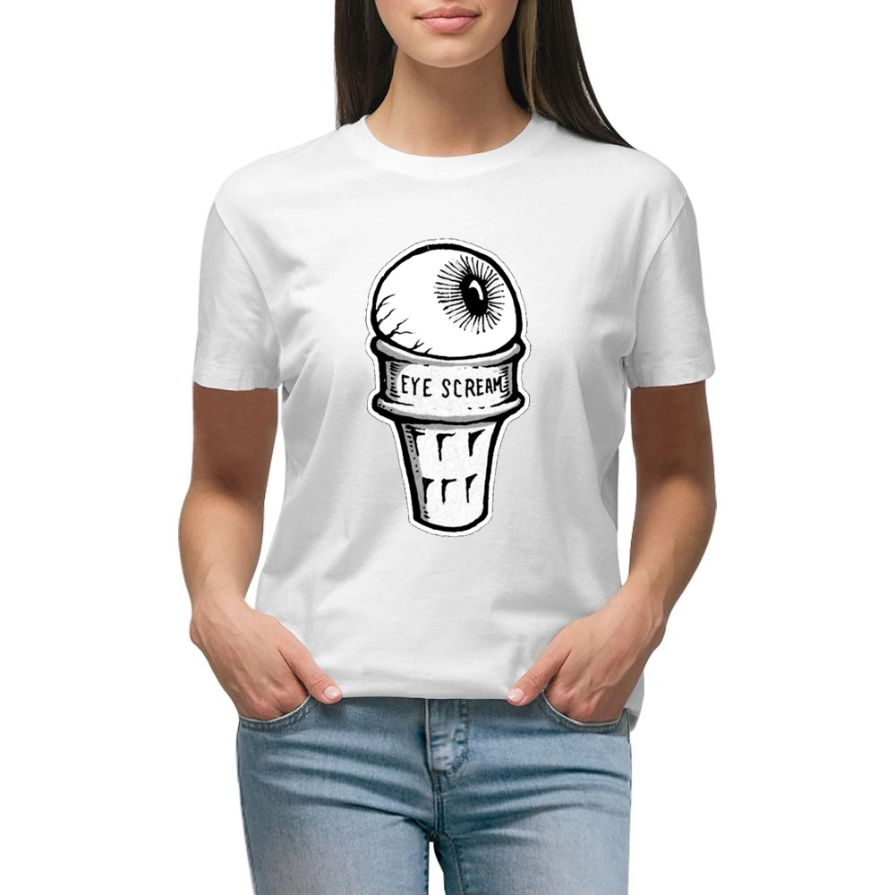 Eye Scream Ice Cream Fun Graphic Tee Shirt Premium Women Ladies T-shirt