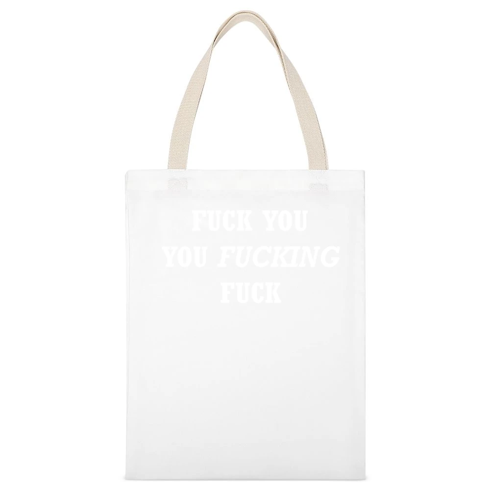 FU you Fng F White Canvas Tote Shopping Bag