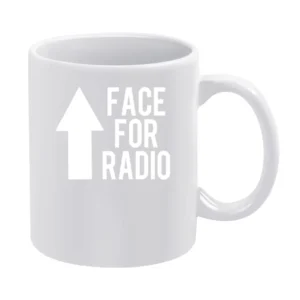 Face For Radio Funny Arrow Graphic White Mug