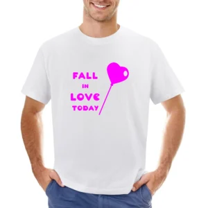 Fall in love today heart balloon Asian Size Men T-Shirt