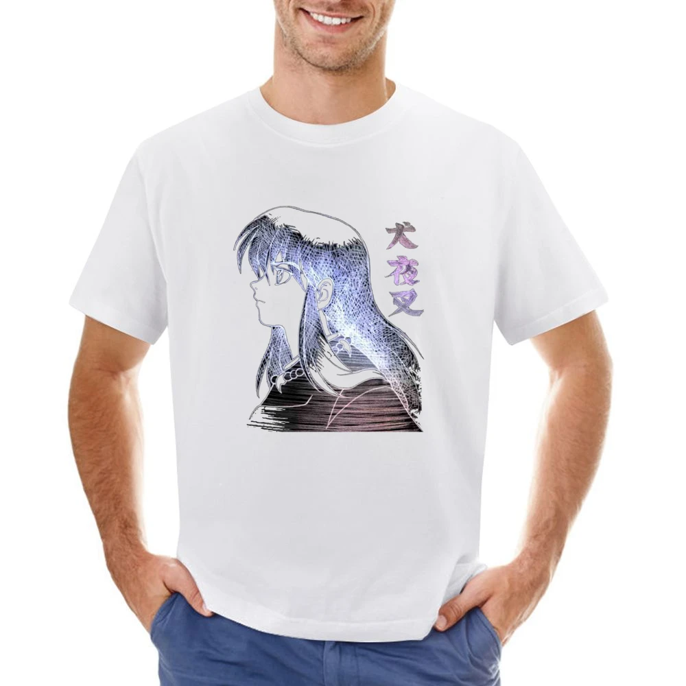 Feudal Fairy Tale InuYasha the half demon Dog human form Sketch T Shir Asian Size Men T-Shirt