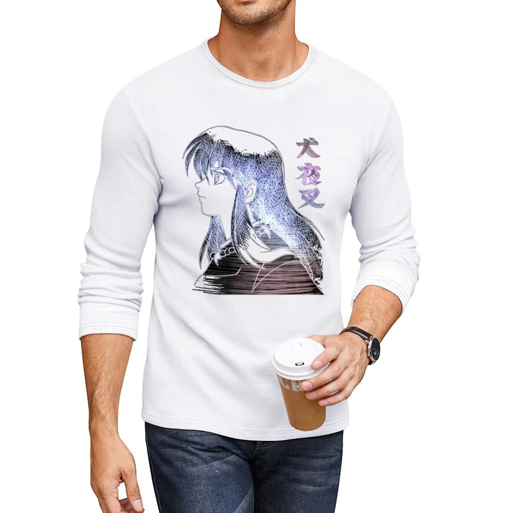 Feudal Fairy Tale InuYasha the half demon Dog human form Sketch T Shir Men CrewNeck Long Sleeve T-Shirt