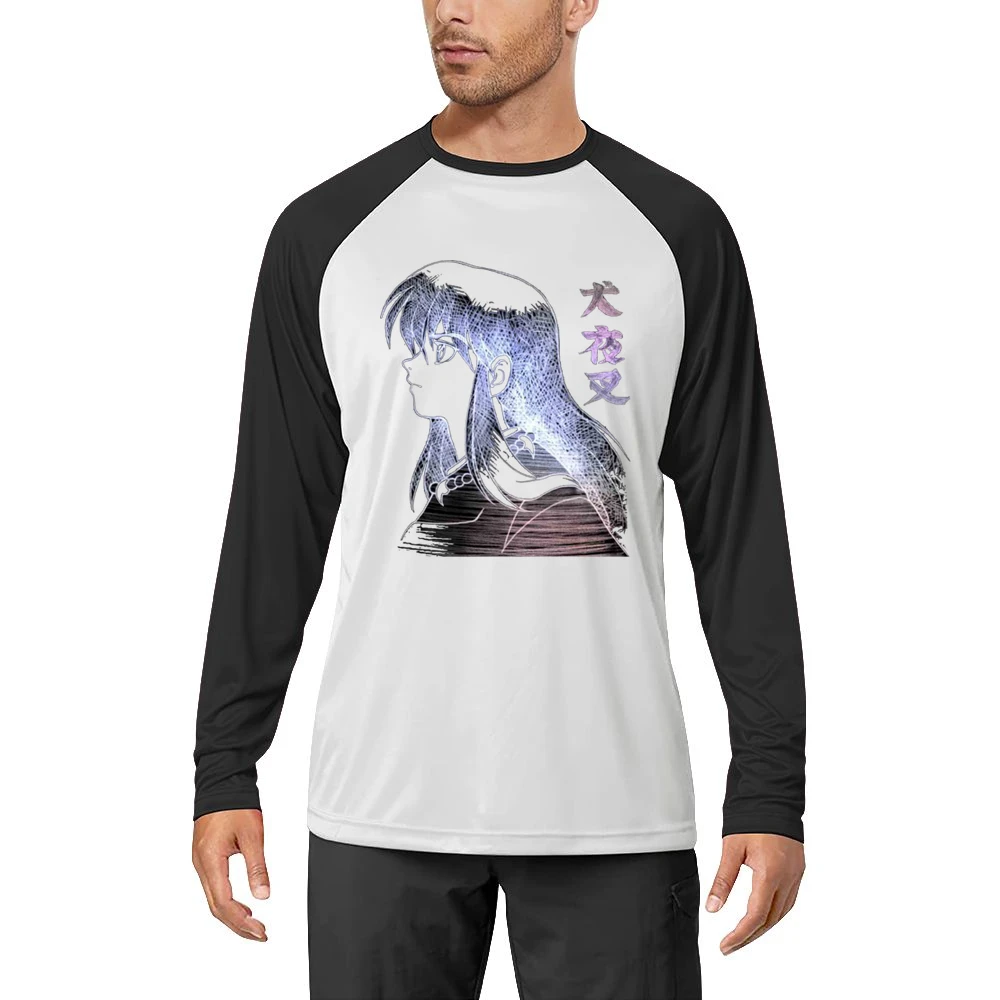 Feudal Fairy Tale InuYasha the half demon Dog human form Sketch T Shir Men Long Sleeve T-Shirt