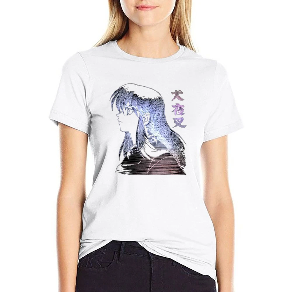 Feudal Fairy Tale InuYasha the half demon Dog human form Sketch T Shir US Size Women Ladies T-shirt
