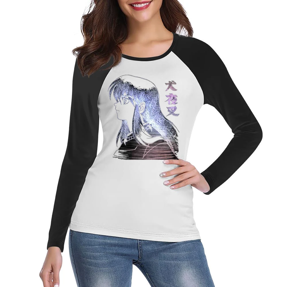 Feudal Fairy Tale InuYasha the half demon Dog human form Sketch T Shir Women Ladies Long Sleeve T-Shirt