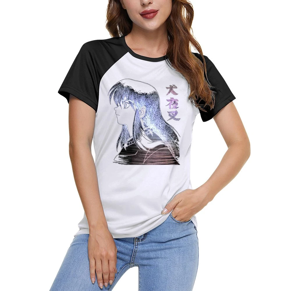 Feudal Fairy Tale InuYasha the half demon Dog human form Sketch T Shir Women Ladies Short Sleeve T-Shirt