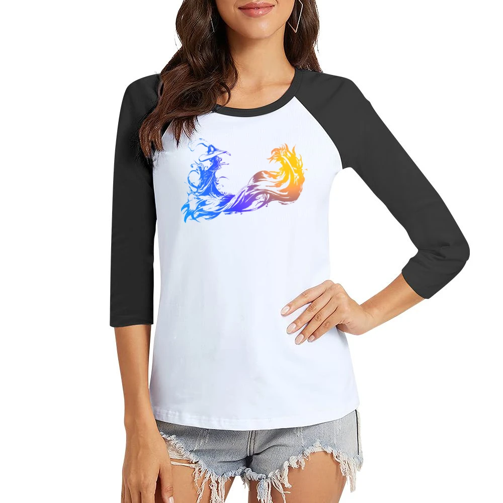 Final Fantasy X Logo No Font RPG Video Game Fan Women Ladies 3-4 Sleeve T-Shirt