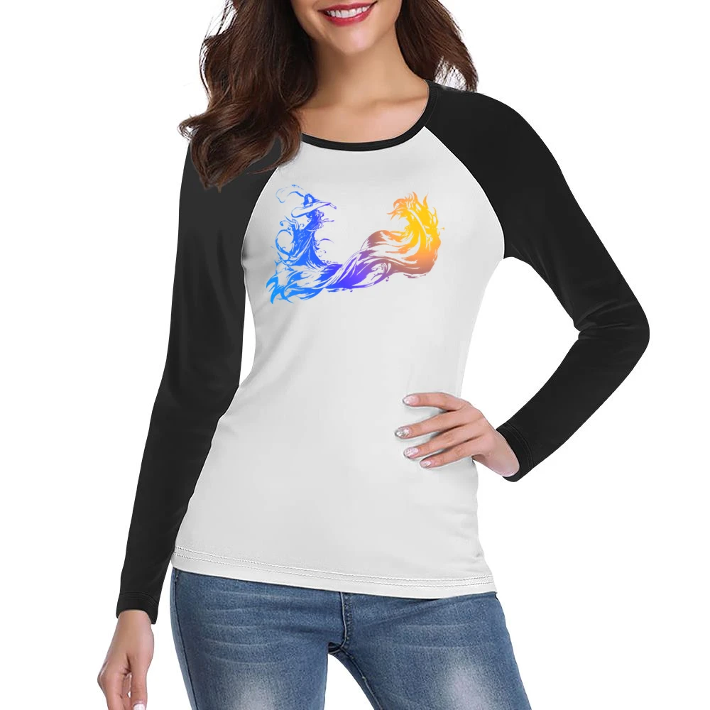 Final Fantasy X Logo No Font RPG Video Game Fan Women Ladies Long Sleeve T-Shirt